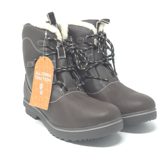 JBU Brisky Winter Boots Dark Brown/Taupe Faux Fur Size 11M - Picture 2 of 13